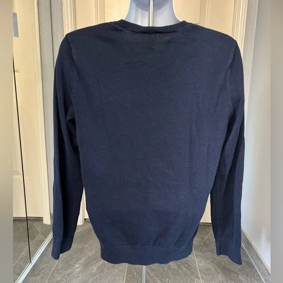 Express Navy Plaid Preppy Crewneck Sweater - Picture 3 of 5